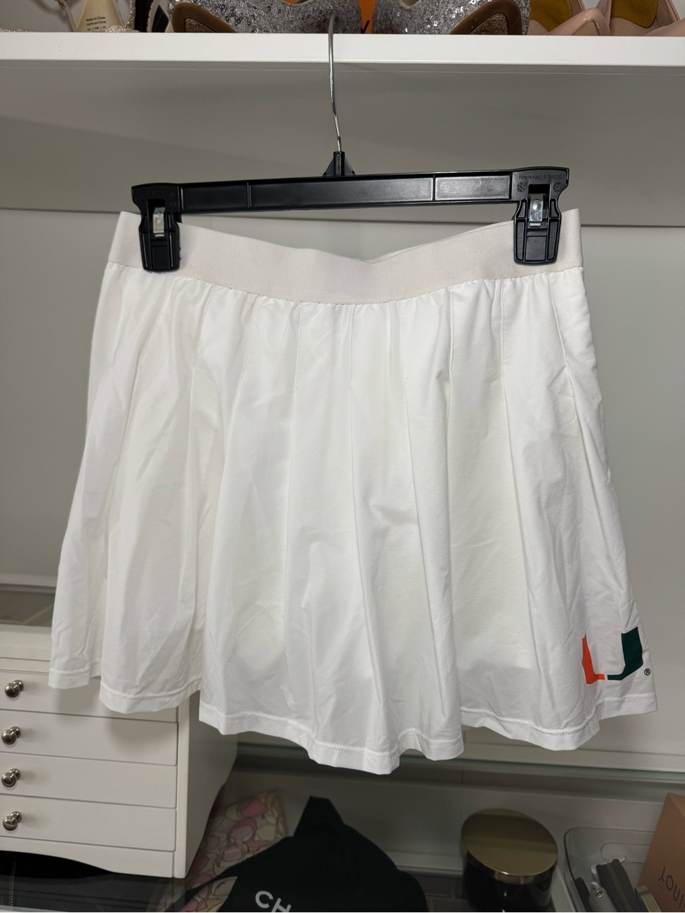 University of Miami White Pleated Tennis Skirt with Logo